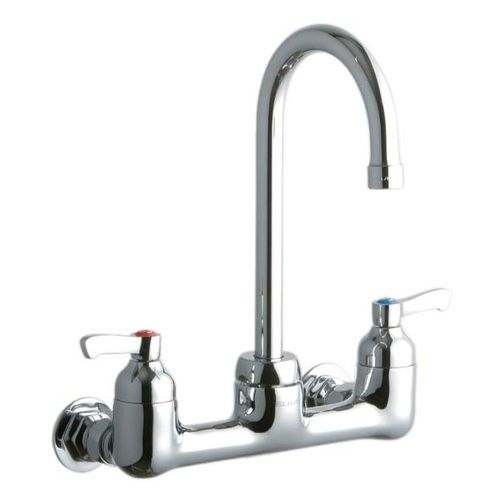 Elkay LK940GN05L2H ADA 8' Centerset Wall Mount Service Sink Faucet with 5-1/8' Reach Gooseneck Spout