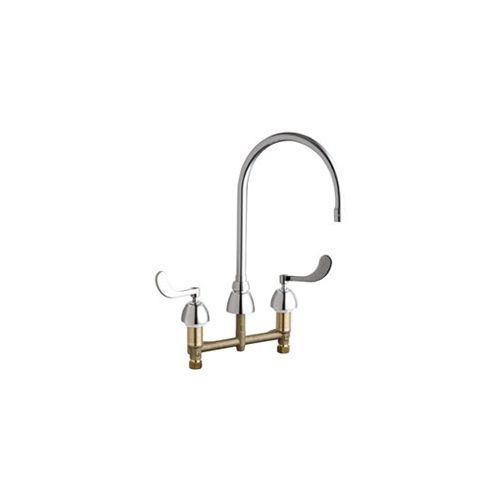Chicago Faucets 786-GN8AE36AB Commercial Grade High Arch Kitchen Faucet with Wrist Blade Handles - 8' Faucet Centers