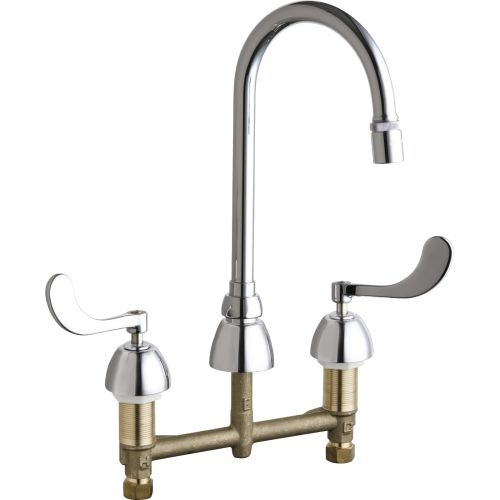 Chicago Faucets 786-E29XKAB Commercial Grade High Arch Kitchen Faucet with Wrist Blade Handles - 8' Faucet Centers