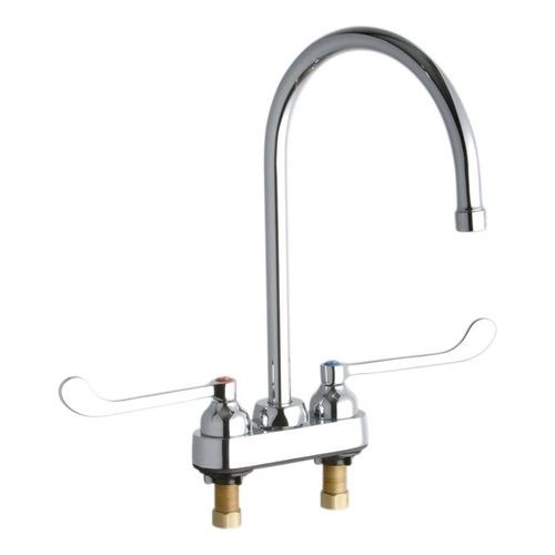 Elkay LK406GN08T6 ADA 4' Centerset Exposed Utility Faucet with 8' Reach Gooseneck Spout and 6' Blade Handles