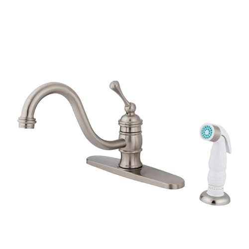 Elements Of Design EB3578BL Single Handle 8' Centerset Kitchen Faucet with Buckingham Lever Handles and Side Spray from the New