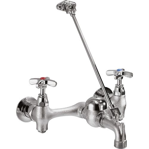 Delta 28T9 Double Handle Wallmount Faucet with Cross Handles Wall Brace and Pail Hook from the Commercial Series