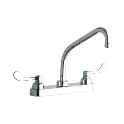 Elkay LK810HA08T4 ADA 8' Centerset Exposed Deck Food Service Faucet with 8' Reach High Arc Spout and 4' Blade Handles