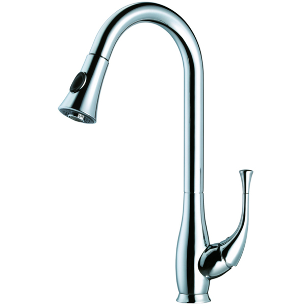 Dawn Chrome Single Lever Kitchen Faucet with Push Button Pull Out Spray - Dawn kitchen faucet, Chrome