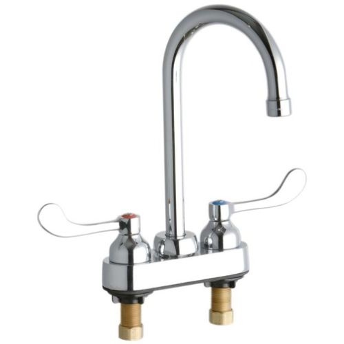 Elkay LK406GN05T4 ADA 4' Centerset Exposed Utility Faucet with 5-1/8' Reach Gooseneck Spout and 4' Blade Handles