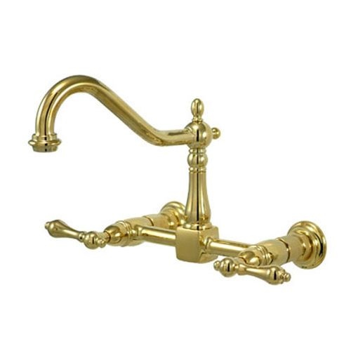 Elements Of Design ES1242AL Double Handle 8' Center Wall Mounted Kitchen Faucet with American Lever Handles and 8-1/2' Spout
