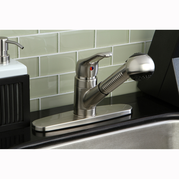Single Loop Pull-out Handle Satin Nickel Kitchen Faucet - Loop Handle