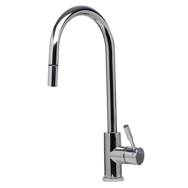 ALFI brand AB2028-PSS Polished Stainless Steel Single-hole Pull-down Kitchen Faucet - Polished Stainless Steel