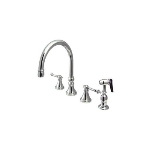 Elements Of Design ES27TLBS Double Handle 8' to 16' Widespread Kitchen Faucet with Templeton Lever Handles and Brass Side Spray
