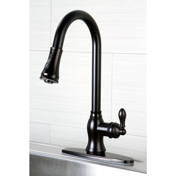 Kitchen Oil-rubbed Bronze Single Handle Faucet with Pull Down Spout - Oil Rubbed Bronze