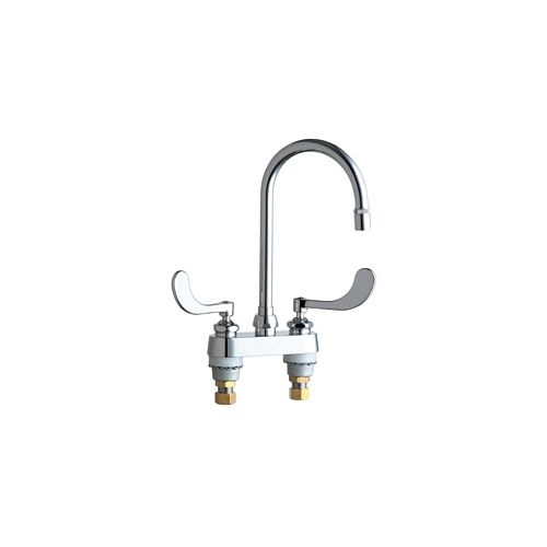 Chicago Faucets 895-317GN2AE36AB Commercial Grade Centerset Kitchen Faucet with Wrist Blade Handles - 4' Faucet Centers
