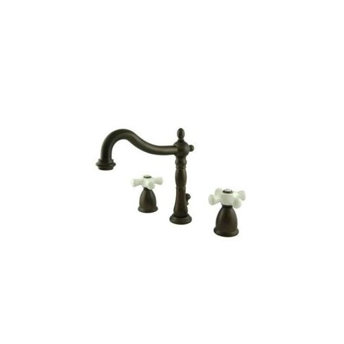 Elements Of Design EB1795PX Double Handle 8' to 14' Widespread Kitchen Faucet with Porcelain Cross Handles and Brass Side Spray