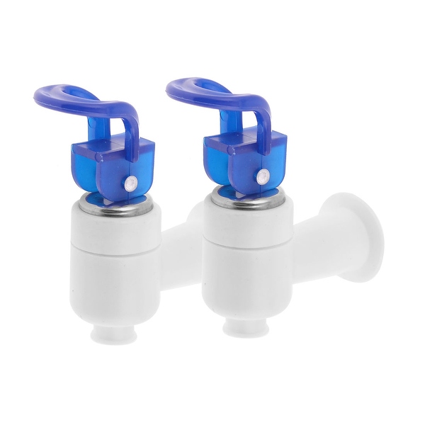 Unique Bargains 2 Pcs Push Typed Blue Handle White Plastic Tap Faucet for Water Dispenser