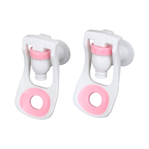 Plastic Replacement Home Push Type Water Dispenser Tap Faucet Pink White 2Pcs
