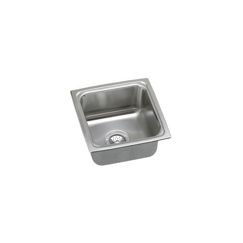 Elkay LFR1313 Gourmet Lustertone Stainless Steel 13' x 13'' Self Rimming Single Basin Kitchen Sink with 7-5/8' Depth and Rounded