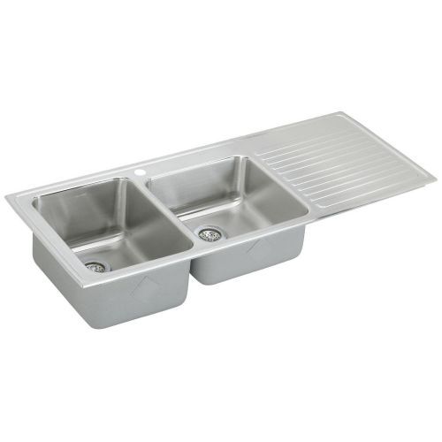 Elkay ILGR5422L Gourmet Lustertone Stainless Steel 54' x 22' Double Basin Top Mount Kitchen Sink with Left Primary Bowl and