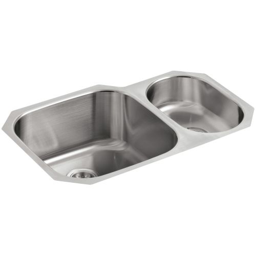 Kohler K-3355 Undertone 31' Double Basin Under-Mount 18-Gauge Stainless Steel Kitchen Sink with SilentShield