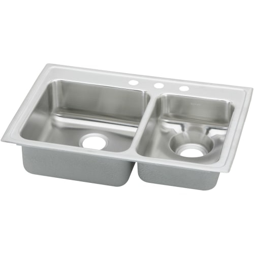 Elkay LWR3322R Gourmet 33' Double Basin Drop In Stainless Steel Kitchen Sink