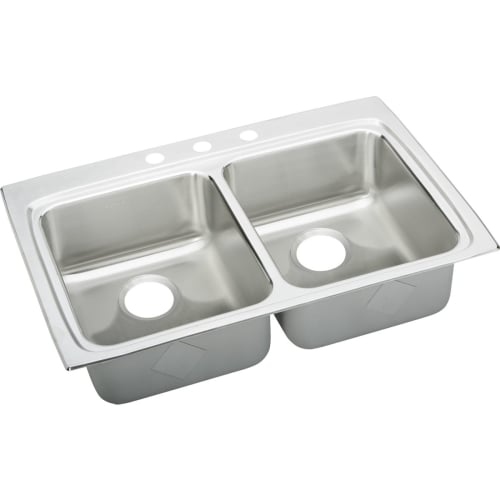 Elkay LRAD332265 Gourmet 33' Double Basin Drop In Stainless Steel Kitchen Sink