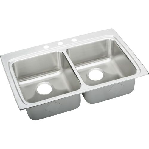 Elkay LRAD332245 Gourmet 33' Double Basin Drop In Stainless Steel Kitchen Sink