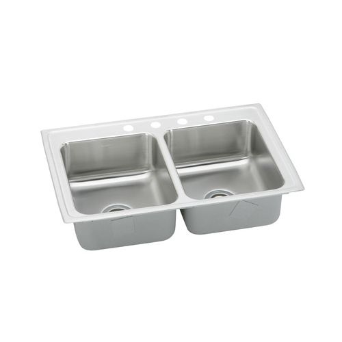 Elkay LRAD331965MR2 Gourmet Kitchen Sink 33' x 20' Stainless Steel Drop In Double Basin with a 6-1/2' Basin