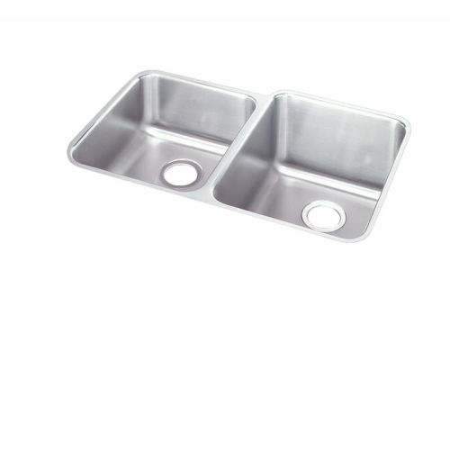 Elkay ELUH3120L Gourmet 31-1/4' Double Basin 18-Gauge Stainless Steel Kitchen Sink for Undermount Installations with 50/50 Split