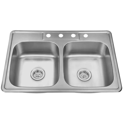 Delacora DSS203322DI5050 33' Double Basin Drop-In Stainless Steel Kitchen Sink with 50/50 Split