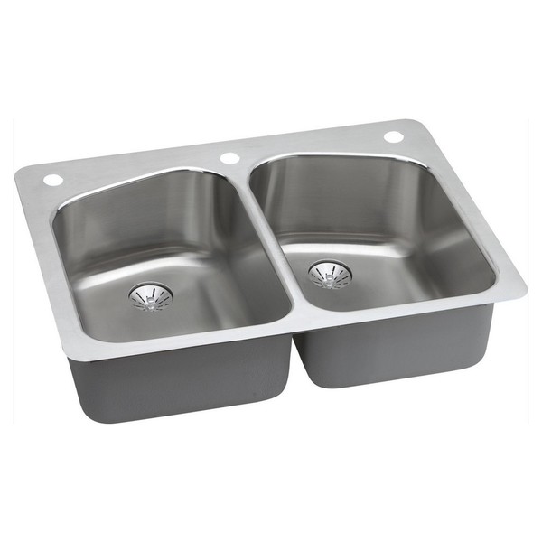 Elkay 18-gauge Stainless Steel 33-inch Double Bowl Dual Universal Mount Kitchen Sink Kit - STAINLESS STEEL - Stainless Steel