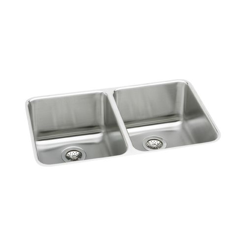 Elkay ELUH361710DBG Gourmet Lustertone Stainless Steel 35-3/4' x 18-1/2'' Undermount Double Basin Kitchen Sink with 10' Depth