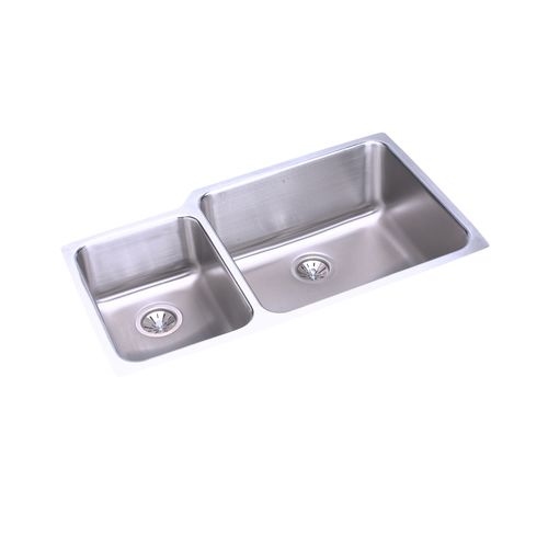 Elkay ELUH3520LDBG Gourmet Lustertone Stainless Steel 35-1/4' x 20-1/2' Double Basin Undermount Kitchen Sink with Primary Right