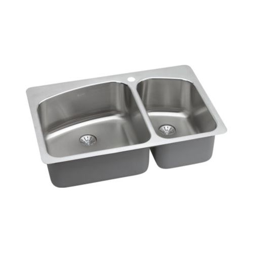 Elkay LKHSR2509RPD Gourmet 33' Double Basin Stainless Steel Kitchen Sink for Drop In or Undermount Installations with 60/40