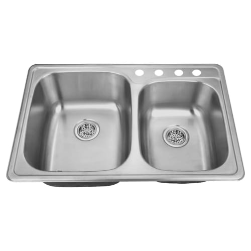 Delacora DSS203322DI6040 33' Double Basin Drop-In Stainless Steel Kitchen Sink with 60/40 Split