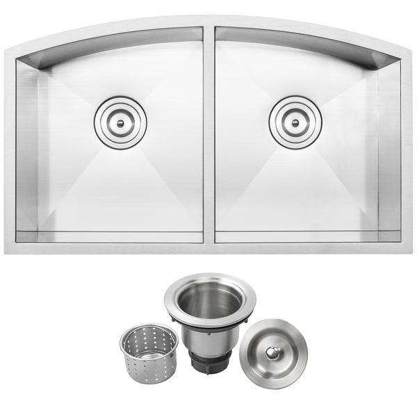 Ticor TR2210 Stainless Steel 16-gauge Double Bowl Undermount Kitchen Sink - Brushed Stainless Steel