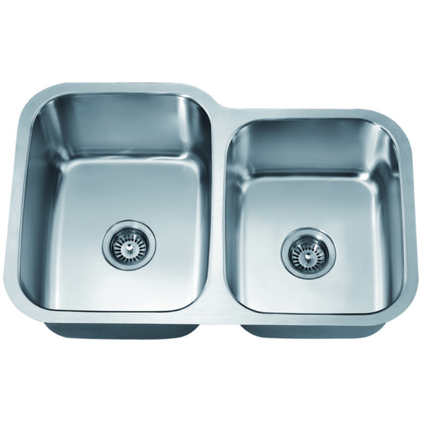 Dawn Stainless Steel Undermount Double Bowl Sink (Small Bowl on Right) - Minimum Cabinet Size: 33'