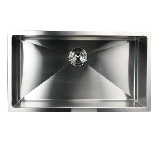 32 Inch Small Radius Undermount 16-Gauge Stainless Steel Kitchen Sink with Drain - 32 in sm radius stainless sink with drain
