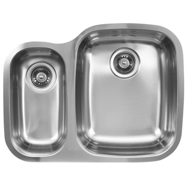 Ukinox D376.70.30.10L 70/30 Double Basin Stainless Steel Undermount Kitchen Sink - Ukinox Double Bowl Stainless Steel Sink