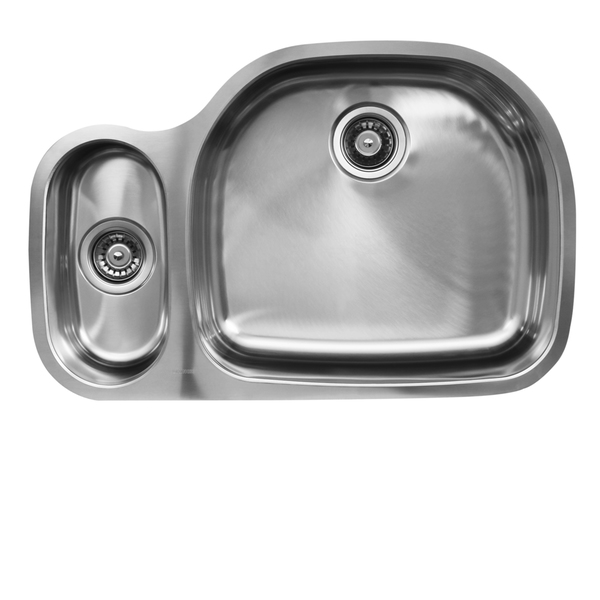 Ukinox D537.80.20.10R 80/20 Double Basin Stainless Steel Undermount Kitchen Sink - Double bowl undermount stainless steel sink