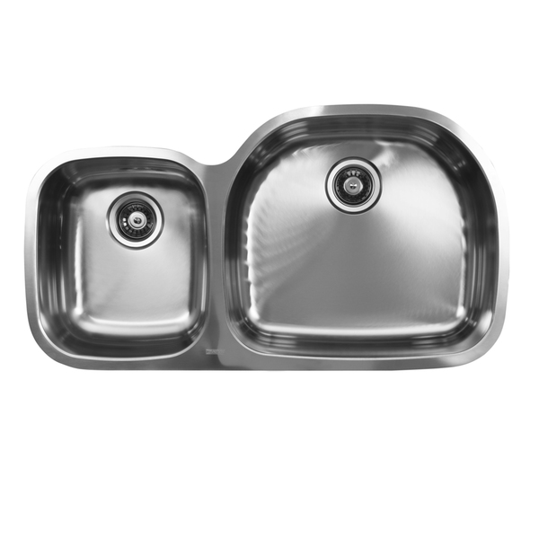 Ukinox D537.60.40.10R 60/40 Double Basin Stainless Steel Undermount Kitchen Sink - Ukinox double bowl undermount sink