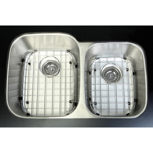 Undermount Stainless Steel 32-inch Double Bowl Kitchen Sink Combo and Grid and Strainer - Sink