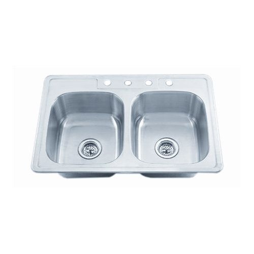 Proflo PFSR3322654 33' Double-Bowl Stainless Steel Kitchen Sink with 50/50 Basin Split