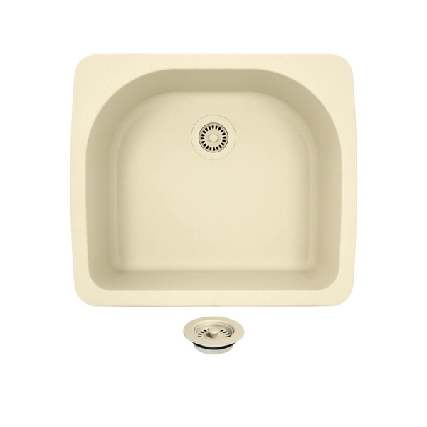TruGranite T824 Beige Quartzite and Acrylic D-bowl Topmount Sink