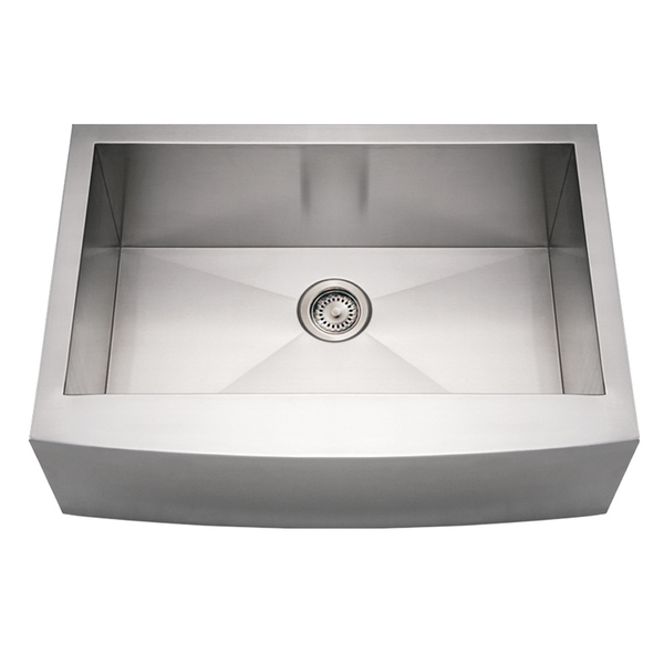 Whitehaus Collection Noah's Front Apron Sink - Stainless Steel - Single Basin - Bottom Center