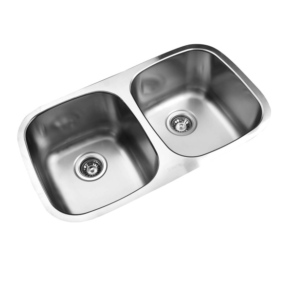 Ukinox D345.50.50.9 50/50 Double Basin Stainless Steel Undermount Kitchen Sink - Stainless Steel double bowl sink