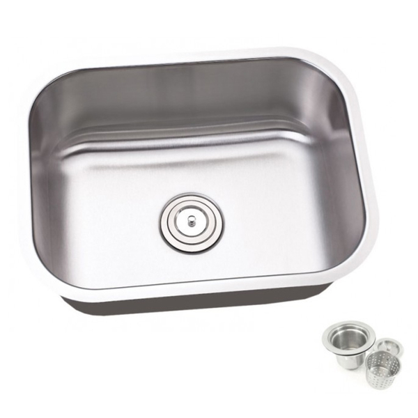 23.25-inch Single Bowl Undermount Stainless Steel Kitchen/ Island/ Bar Sink With Strainer - 23-1/4' Single Bowl Undermount Kitchen Sink