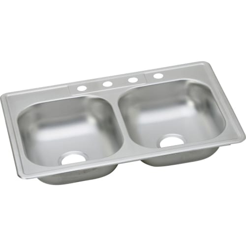 Elkay KW1023322 Kingsford 33' Double Basin Drop In Stainless Steel Kitchen Sink - 3 faucet holes - Five holes