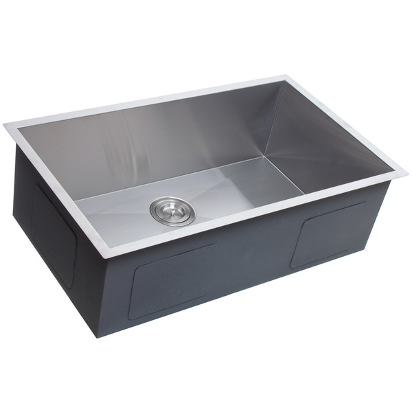 Highpoint Collection 32-inch Zero Radius Stainless Steel Kitchen Sink with Drain - ZERO RADIUS SINGLE BOWL KITCHEN SINK