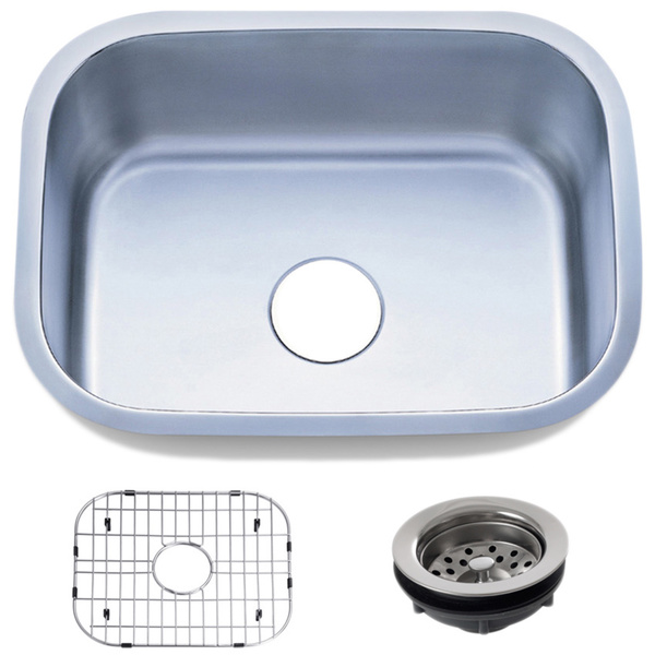 23.5-inch Stainless Steel 18 gauge Undermount Single Bowl Kitchen Sink Basket - 18 Gauge