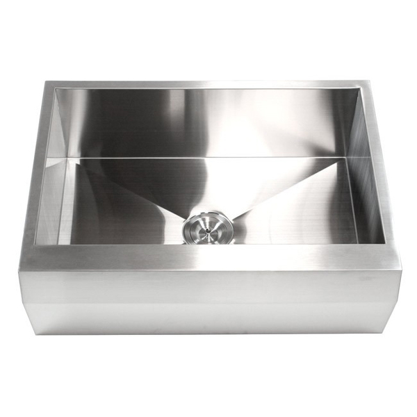 30-inch 16-gauge Stainless Steel Apron Kitchen Sink - 30-Inch Stainless Steel Single Well Angled Apron