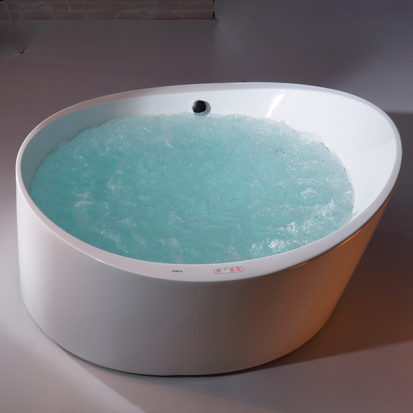 EAGO AM2130 66-inch Round Free-standing Acrylic Air Bubble Bathtub - Acrylic