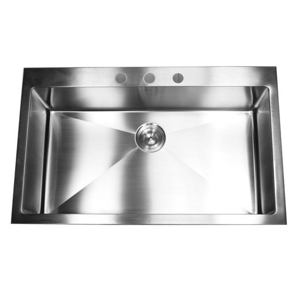 36-inch Topmount Drop-in Stainless Steel Single Bowl 15mm Radius Kitchen Sink - 36 Inch Topmount Stainless Steel 15mm Kitchen Sink